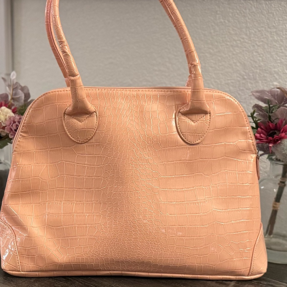 Jessica Simpson Fancy Peach Faux Croc Satchel Tote Bag NWT 🍑 - Picture 6 of 13